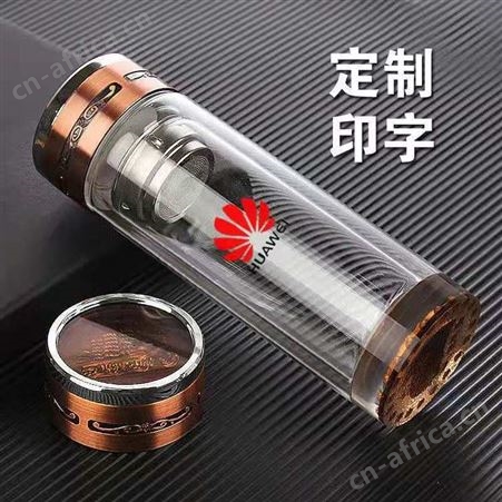 批发双层加厚水晶底玻璃杯免费定制logo印字刻字广告宣传礼品水杯