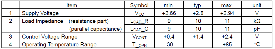 19.2MHz压控温补晶振VC-TCXO电气参数及使用说明