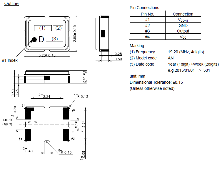 19.2MHz压控温补晶振VC-TCXO电气参数及使用说明